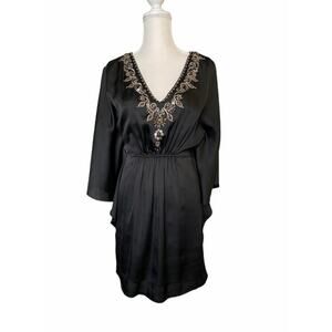 white house black market kimono sleeve cocktail mini dress embellished black S